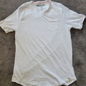 Free Planet White Adult (XL) V-Neck Tee with Pocket